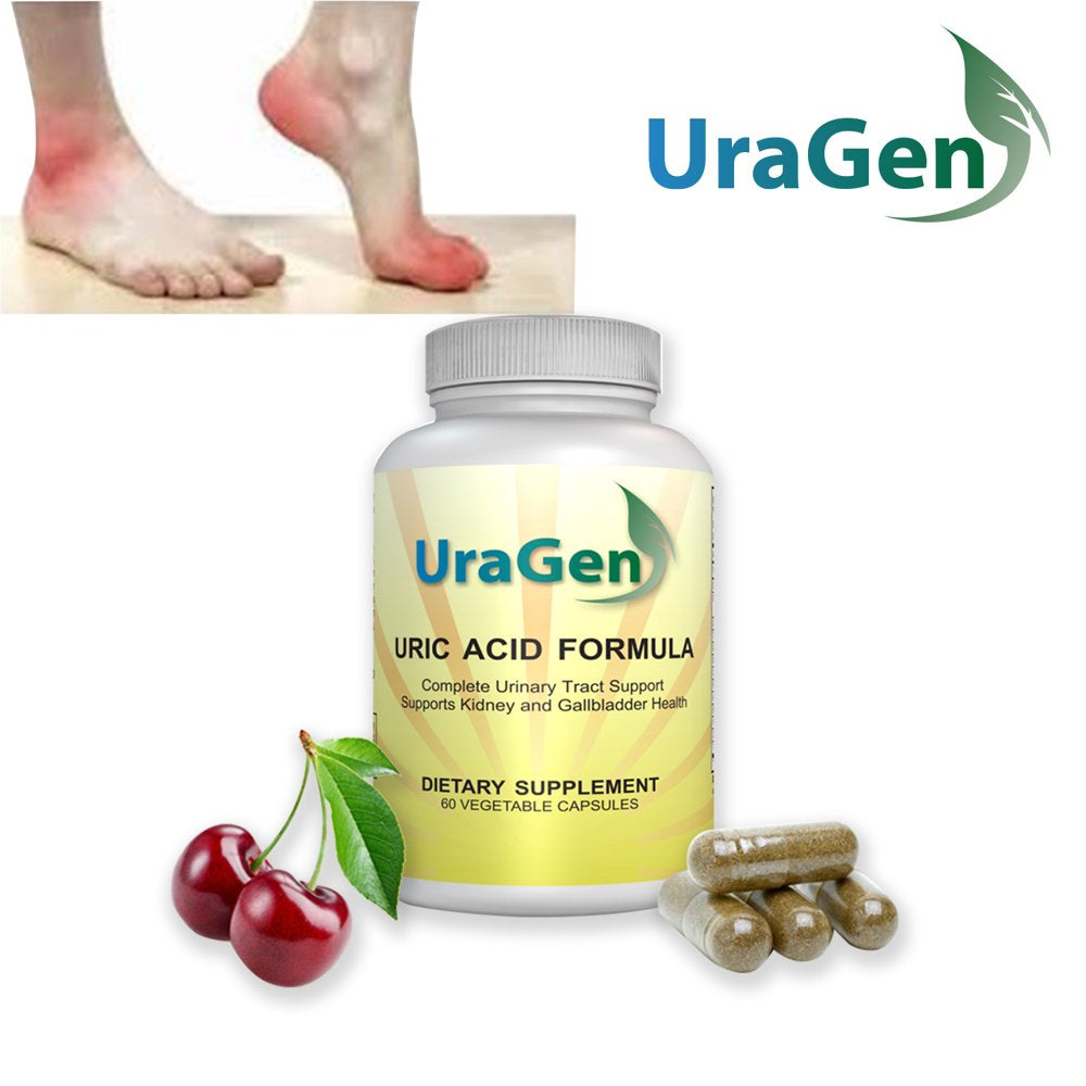 Uric Acid Cleanse Flush - Supports Healthy Uric Acid Levels & Healthy Kidney Function - Potent Tart Cherry Extract - Lowering Formula, 60 Vcaps - (Uragen 1 Bottle)