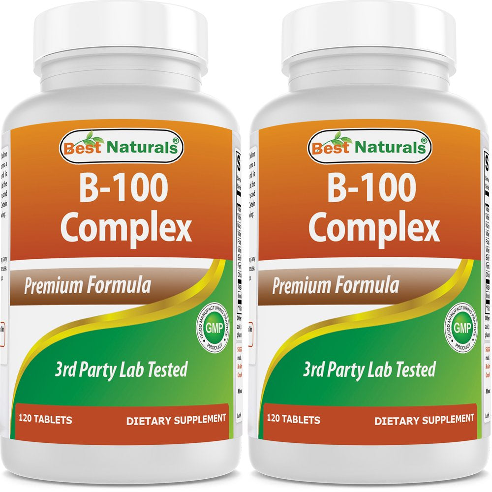 2 Pack Best Naturals B-100 Complex 120 Tablets (Time Released)