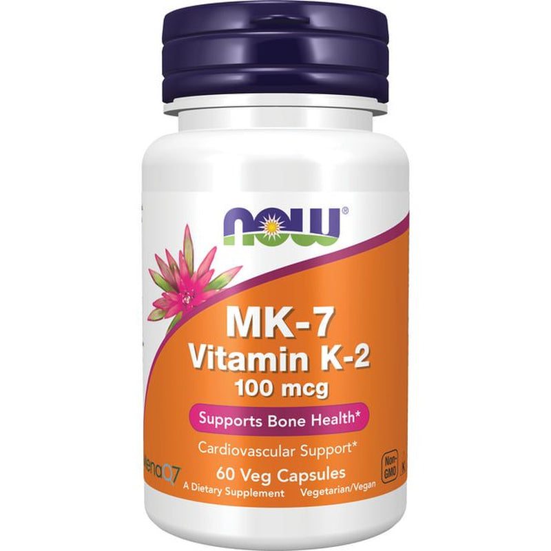 NOW Supplements, MK-7 Vitamin K-2 100 Mcg, Cardiovascular Support*, Supports Bone Health*, 60 Veg Capsules