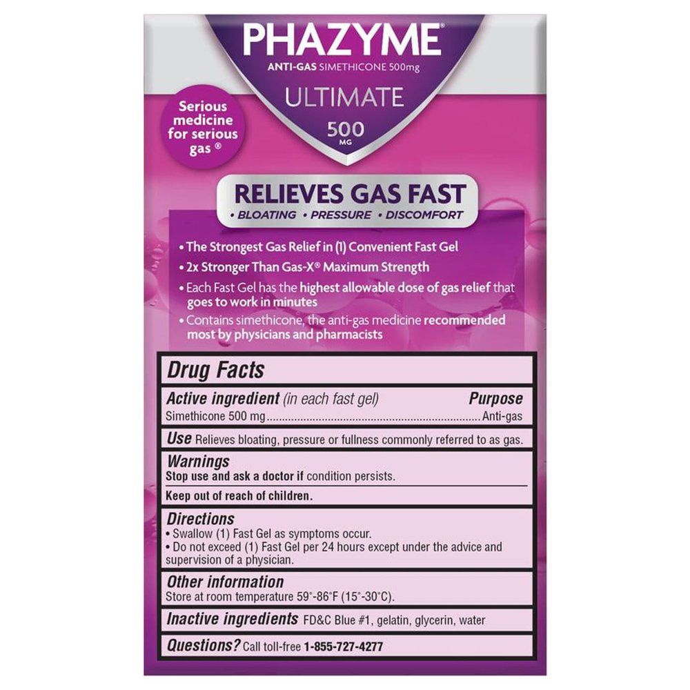 Phazyme Ultimate Gas & Bloating Relief, Works in Minutes, 20 Fast Gels