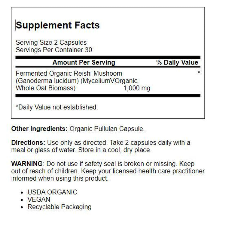 Solaray Fermented Reishi Mushroom 500Mg | Healthy Immune, Heart & Brain Function Support | Energy & Mood Supplement | 60 Vegcaps