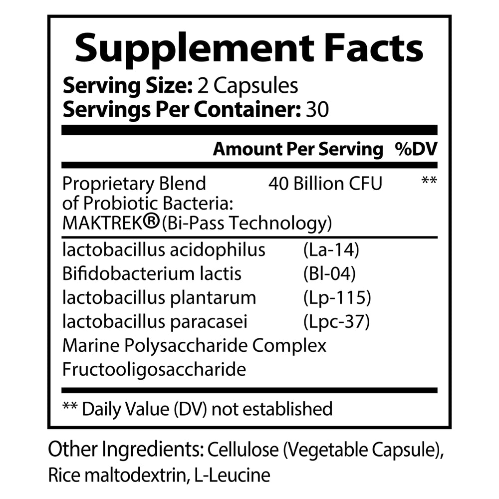 Acoola Probiotic 40 Billion Men & Womens Probiotic with Prebiotic - Lactobacillus Acidophilus Probiotic - Potent until Expiration - Patented Delay Release, Shelf Stable, Gluten & Dairy Free - 60 Count