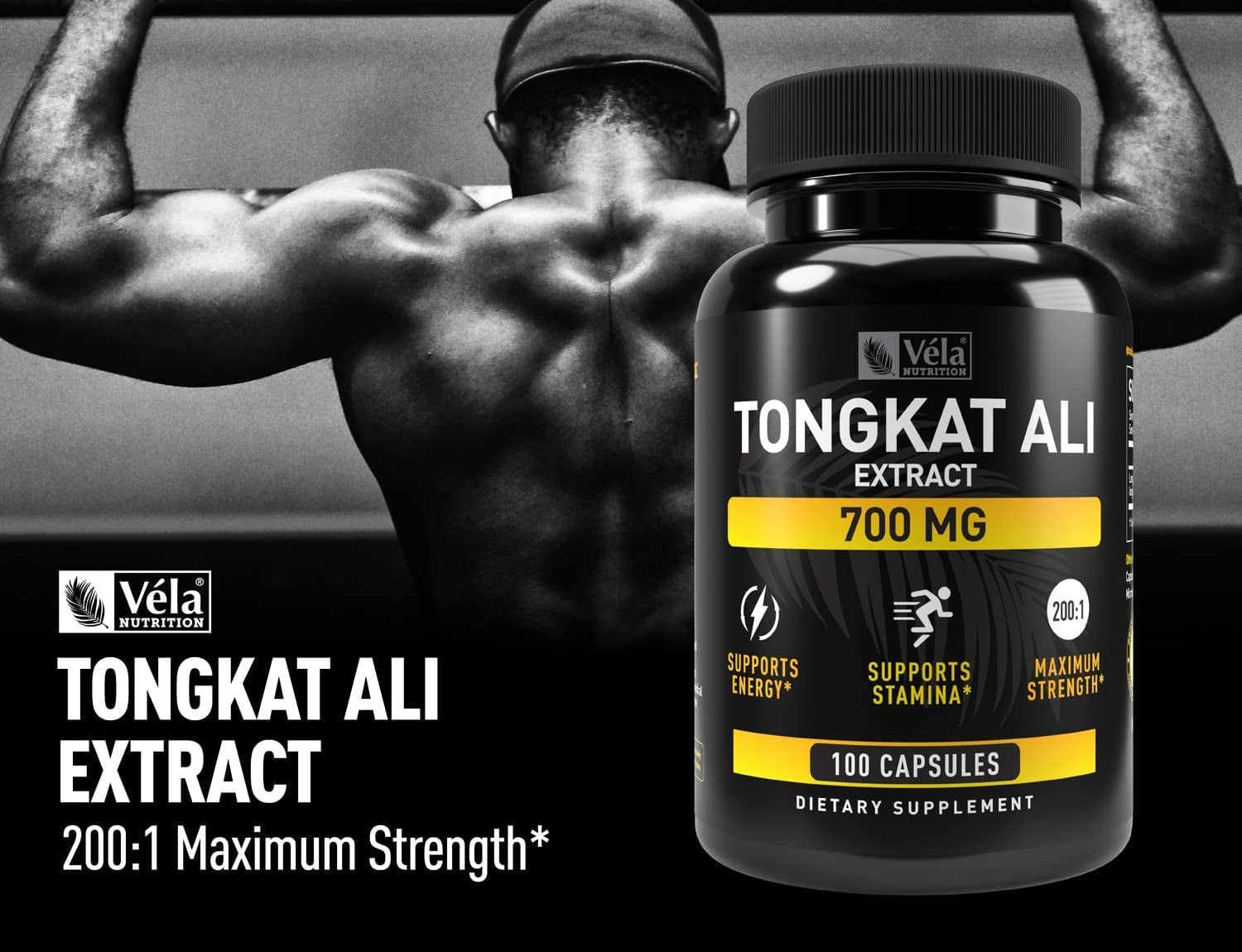 Véla Tongkat Ali Extract Capsules | Longjack 700Mg, 100 Capsules | 200:1 Eurycoma Longifolia Mens Health Support| Non-Gmo, 3Rd Party Tested