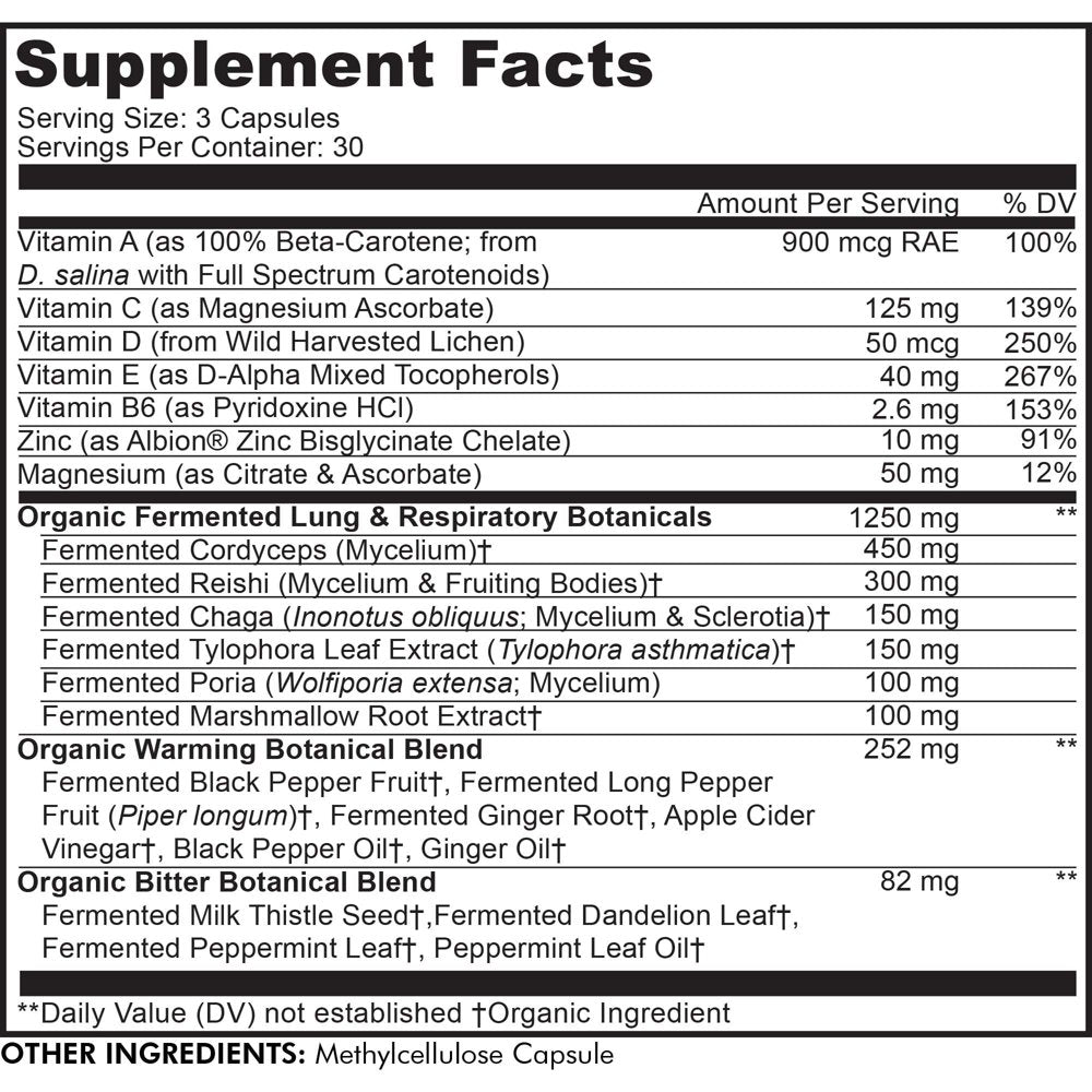 Codeage Lungs Vitamins, Milk Thistle, Zinc, Magnesium, Ginger, Mushrooms, Peppermint & Organic Herbs, 90 Ct