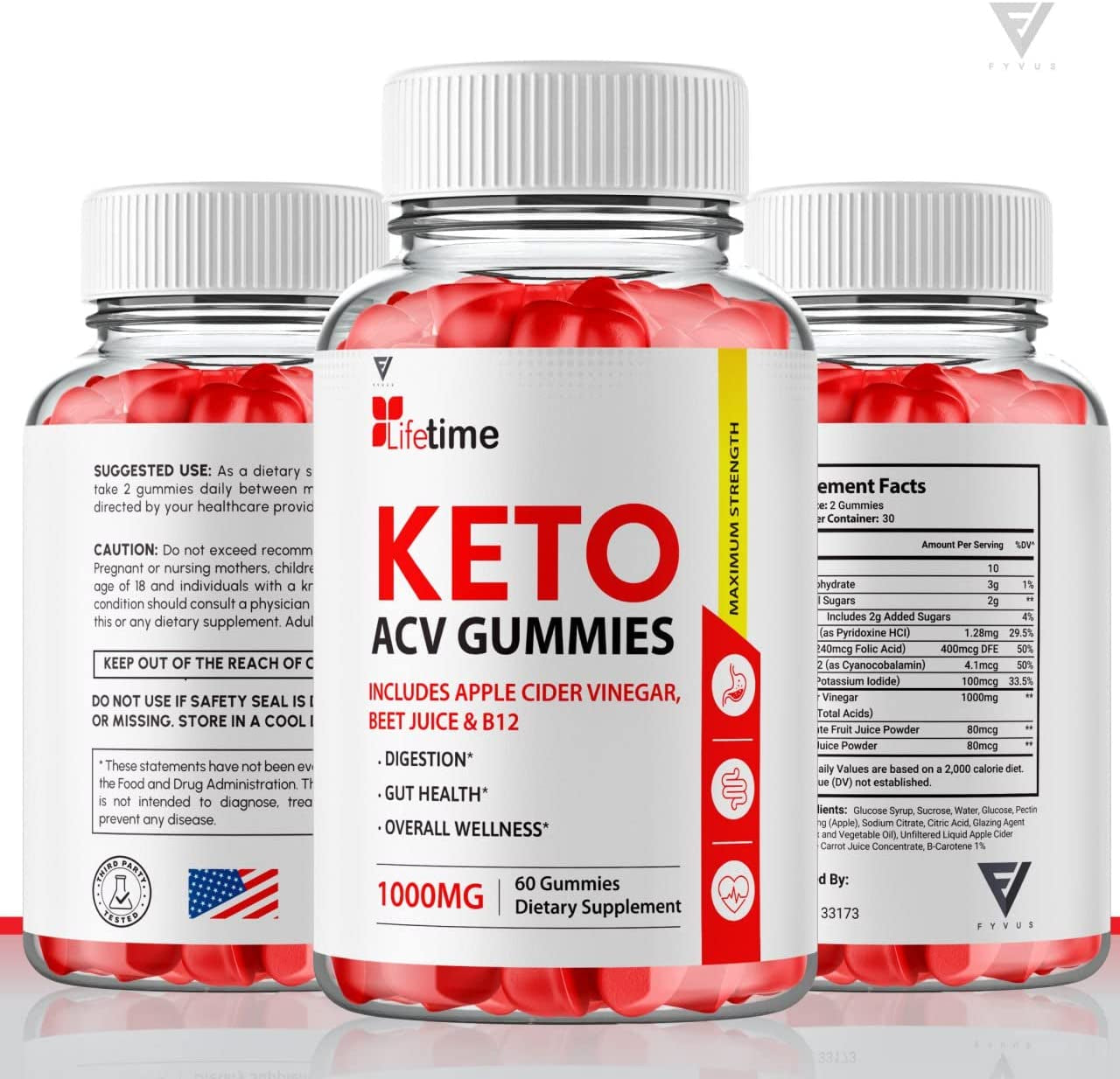 Lifetime Keto plus ACV Gummies Advanced Life Time Keto+Acv Weight Loss, Lifetime Keto Apple Cider Vinegar AVC Belly Fat Burner Support Women Men Diet Weightloss Gummy (60 Gummies)