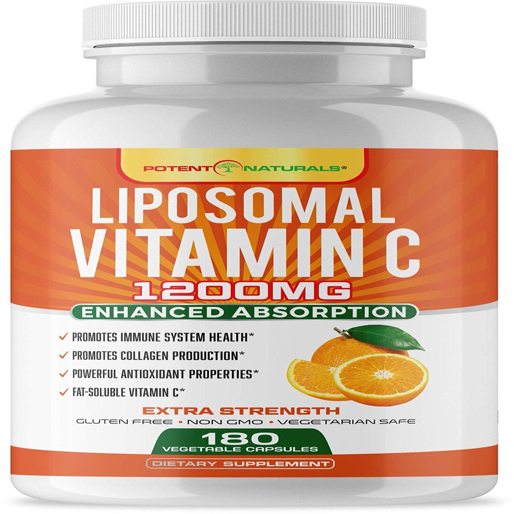 Liposomal Vitamin C 1200Mg - 180 Capsules - High Absorption, Fat Soluble Vitamin C, Supports Immune System, Powerful Antioxidant - Collagen Booster, anti Aging Skin Supplement, Lypo Spheric, Vegan