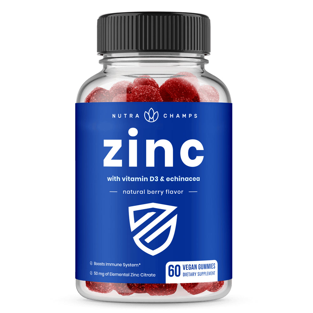 Nutrachamps Zinc Gummies | Immune Support Gummies for Adults & Kids | Zinc 50Mg Gummy Vitamins Supplement with Vitamin D3 & Echinacea | Non-Gmo Immune Booster | 25Mg per Chewable Zinc, 60 Count