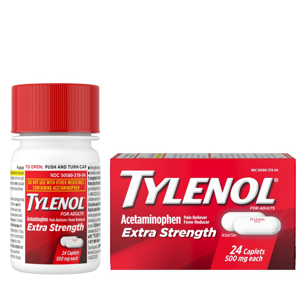 Tylenol Extra Strength Caplets with 500 Mg Acetaminophen, 24 Ct