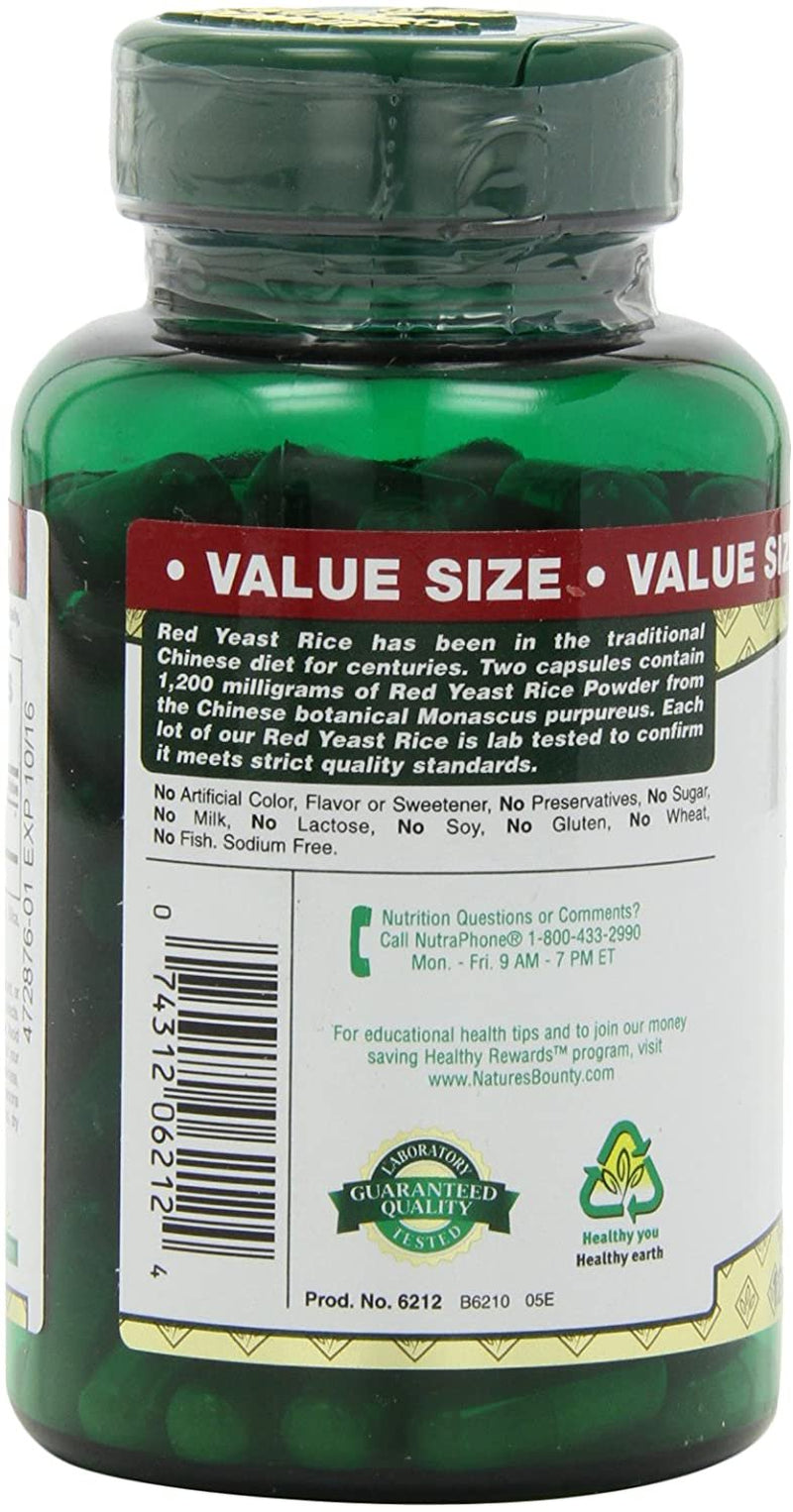 Nature'S Bounty Red Yeast Rice 600Mg 120 Capsules