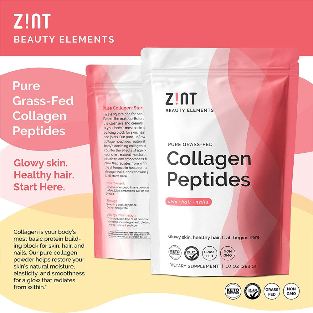 Zint Collagen Peptides Protein Powder , Natural Collagen Booster , Joint Supplements for Men & Women, 10 Oz 10 Ounce (Pack of 1)