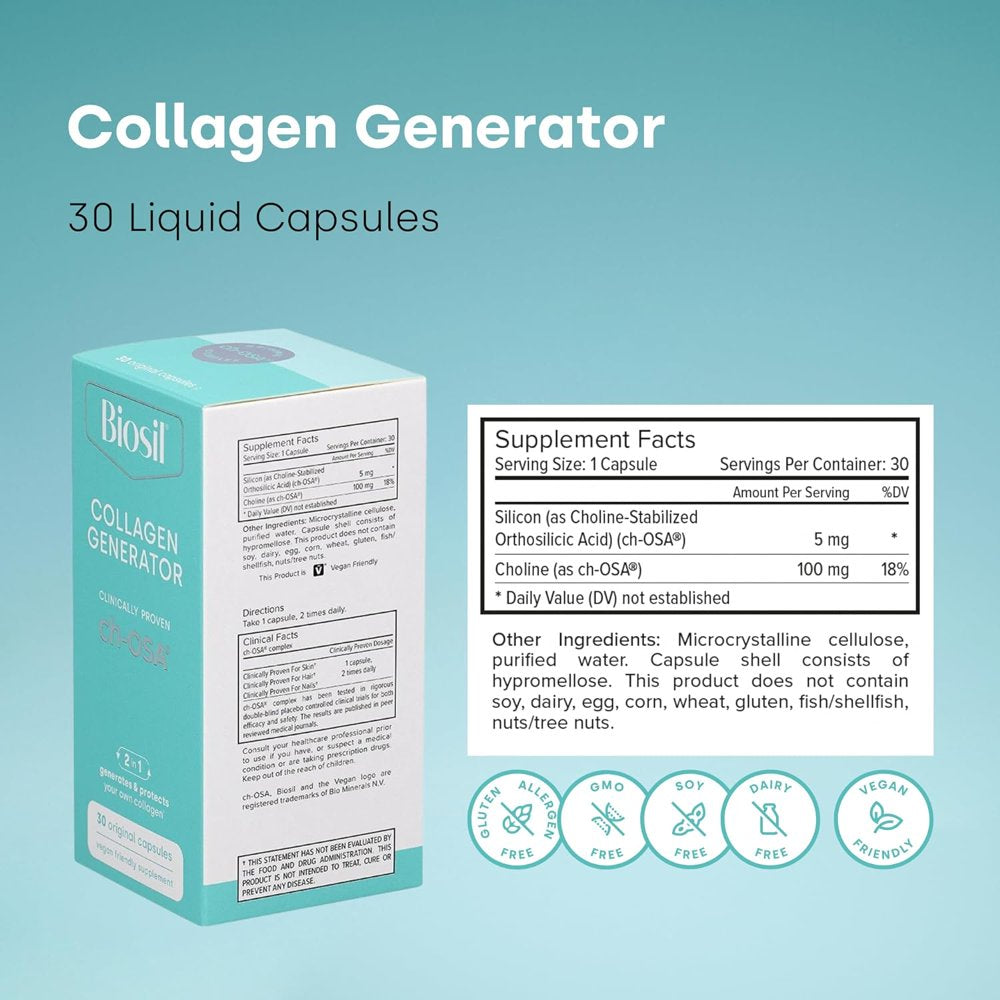 Biosil Vegan Collagen Generator, 30 Liquid Capsules