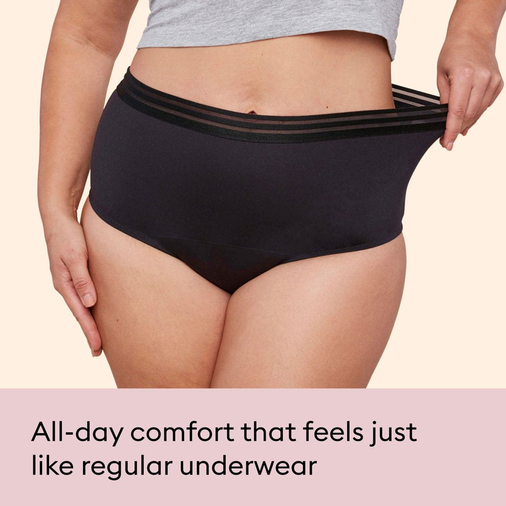 Thinx for All Leaks Light Absorbency Hi-Waist Bladder Leak Underwear, Extra Large, Black