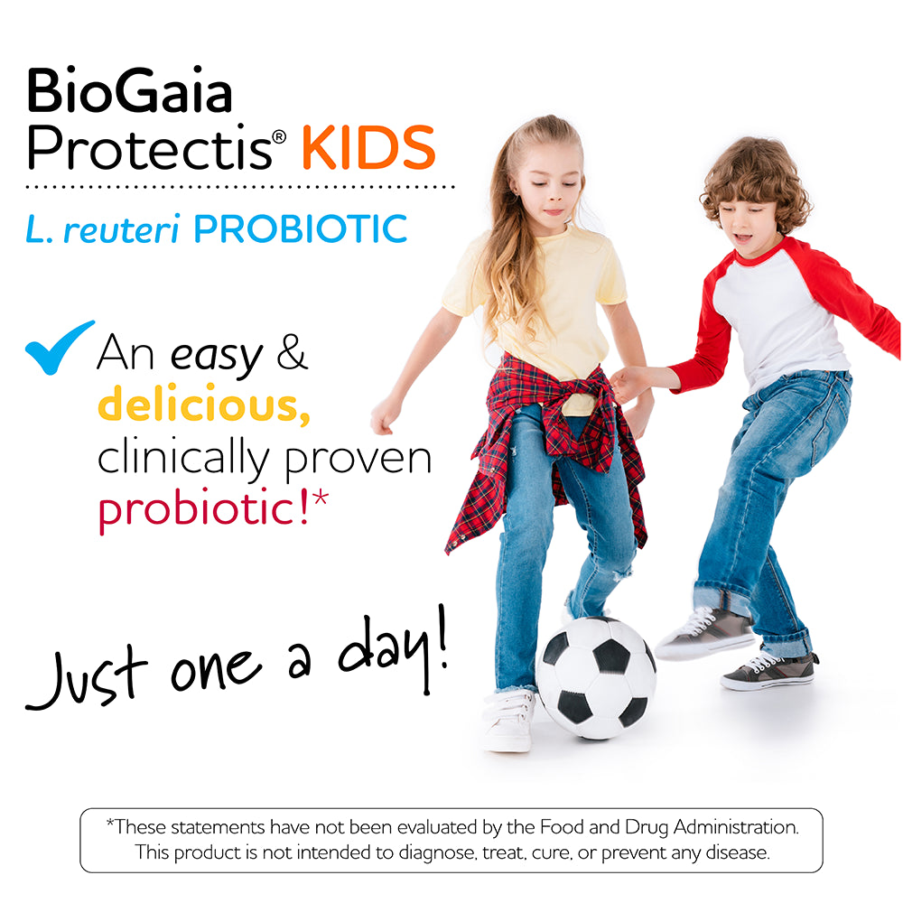 Biogaia Protectis Kids Chewable Tablets for Toddlers, Kids, and Teens Occasional Stomach Pain, Constipation, Diarrhea, and Regularity, 30 Tablets, 1 Pack