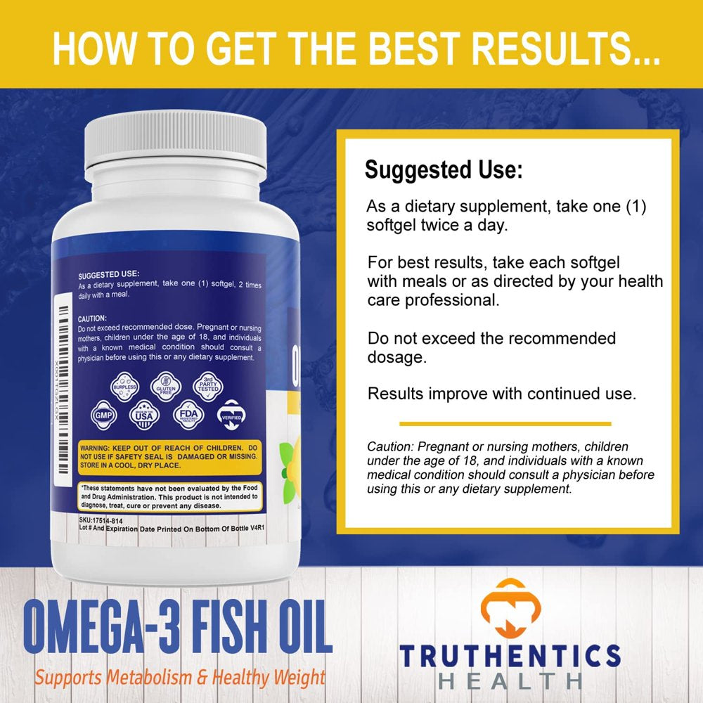 Truthentics Quercetin 800 Mg with Bromelain & Zinc plus Omega-3 Fish Oil Bundle - Immune & Respiratory Health - 60 Count Each