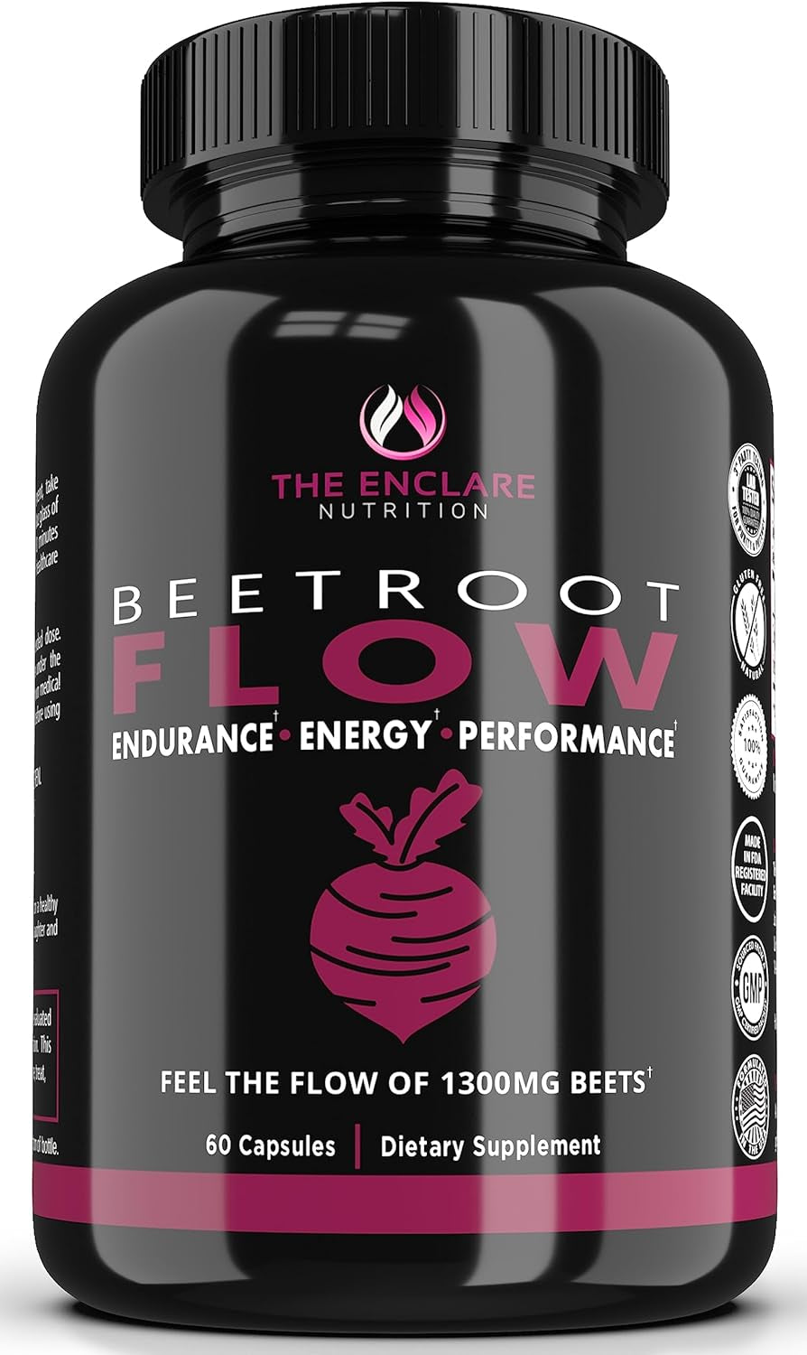 Beet Root Capsules Organic Beet Root Powder 1300Mg | Natural Nitric Oxide Booster, Nitrate Supplement, Heart Health, Energy, Athletic Performance