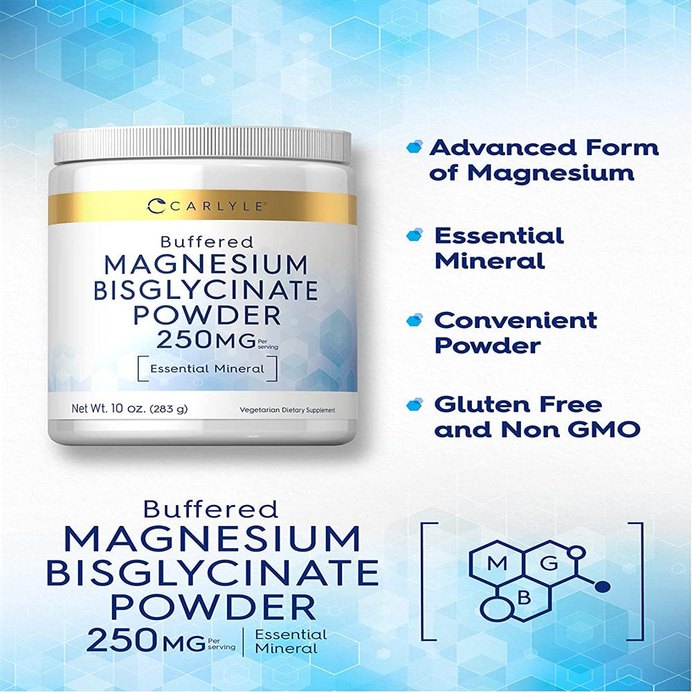 Magnesium Bisglycinate Powder | 250Mg | 10 Oz | Vegetarian | by Carlyle