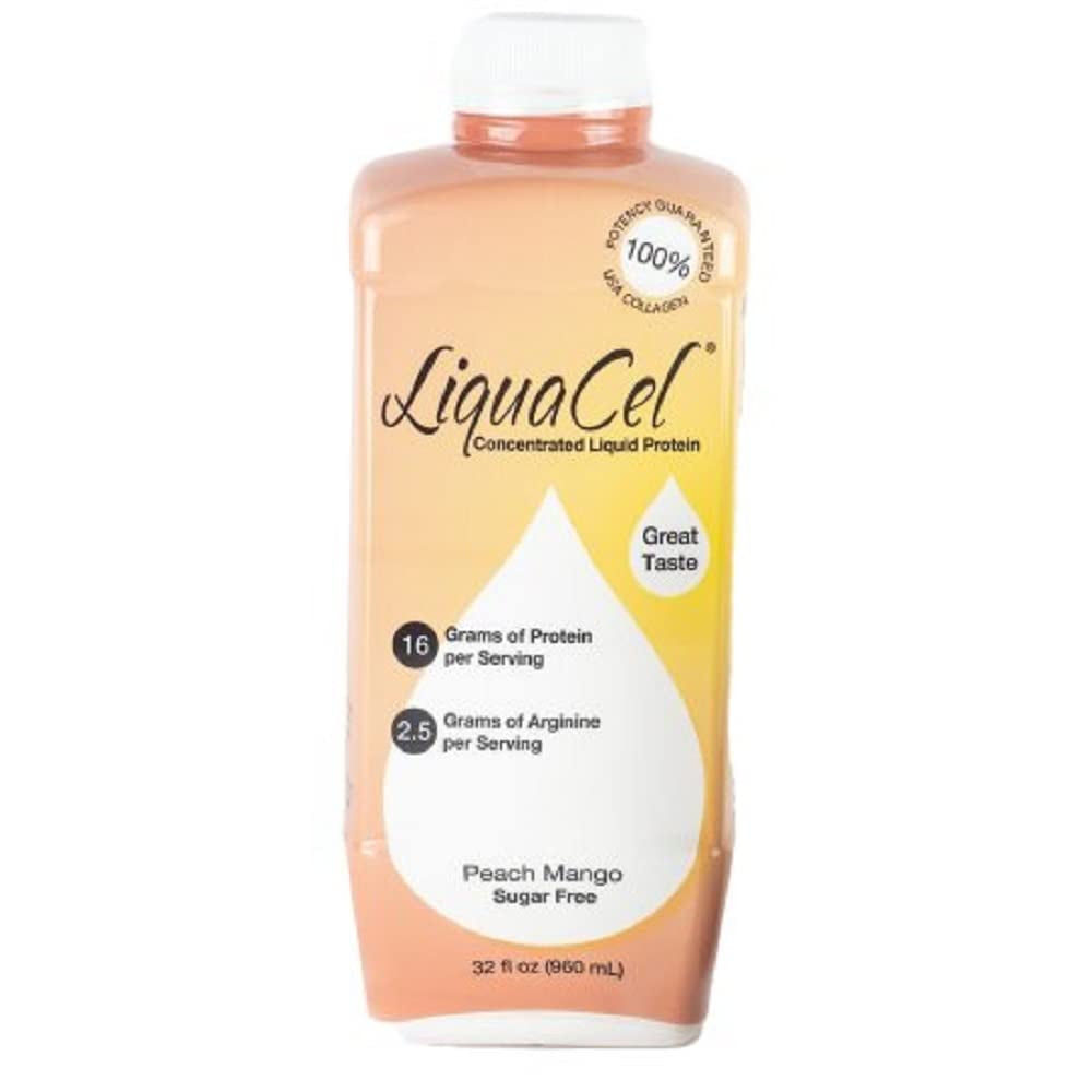 2 Bottle Liquacel Liquid Protein Sugar Free Peach Mango(1 X 32Oz Bottle)