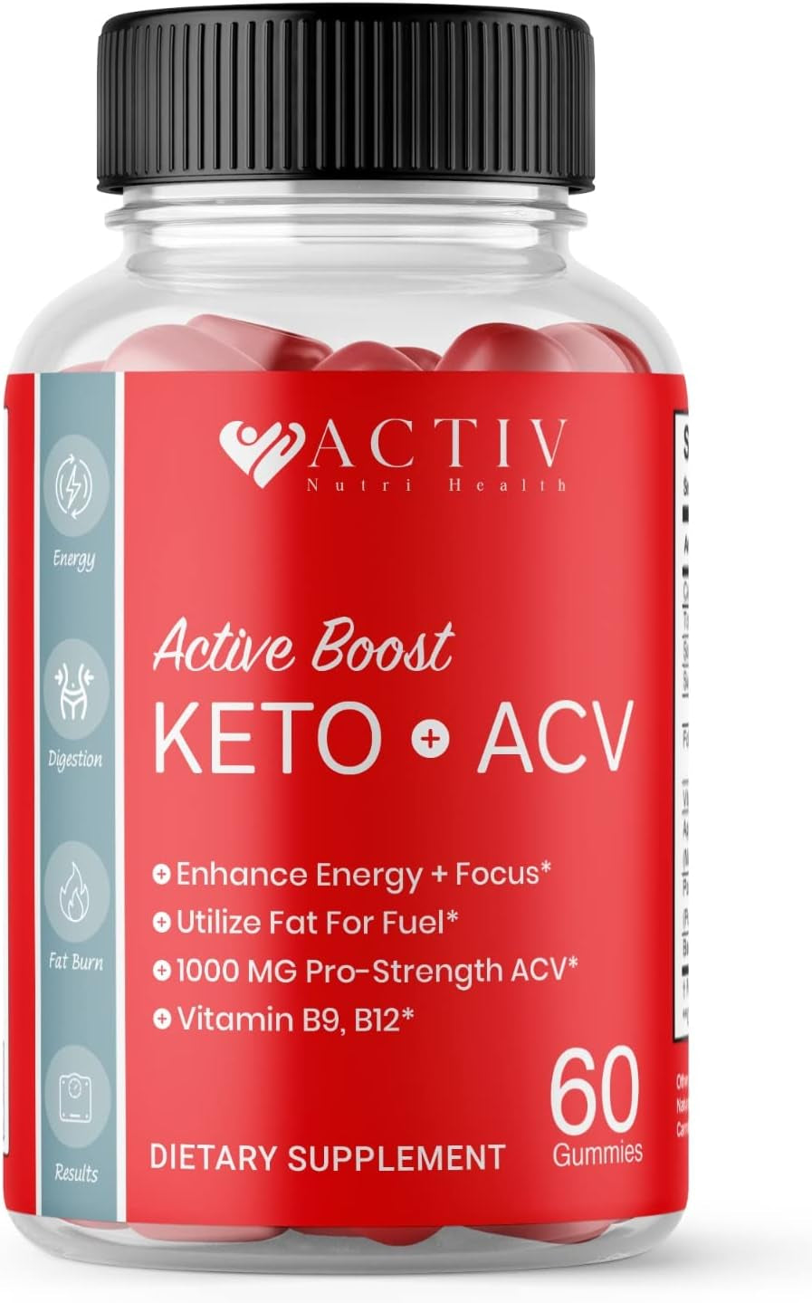 Lomilan Activ Nutri Health Gummies, Active Boost Keto ACV Gummies, 60 Count (Pack of 1)