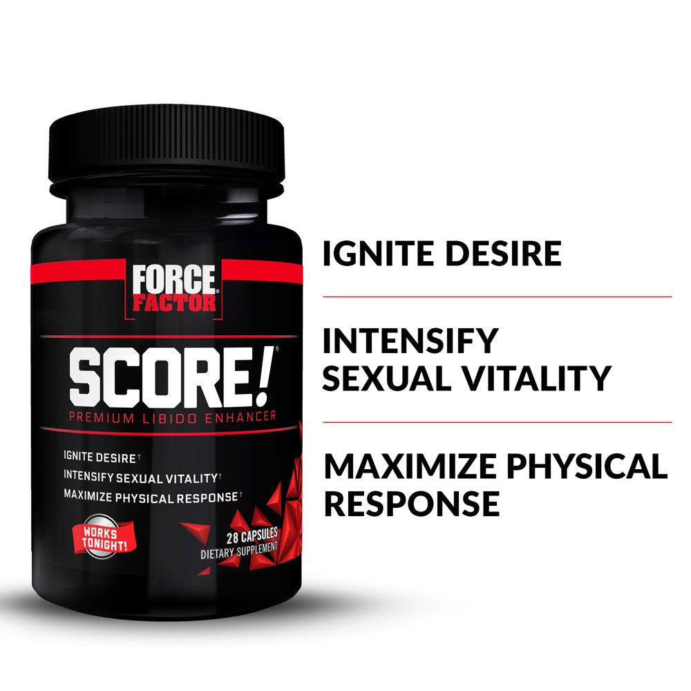 SCORE! Nitric Oxide Libido Enhancer for Men with Horny Goat Weed and L-Citrulline to Ignite Libido, Maximize Response, Increase Endurance, and Boost Male Vitality, Force Factor, 28 Capsules