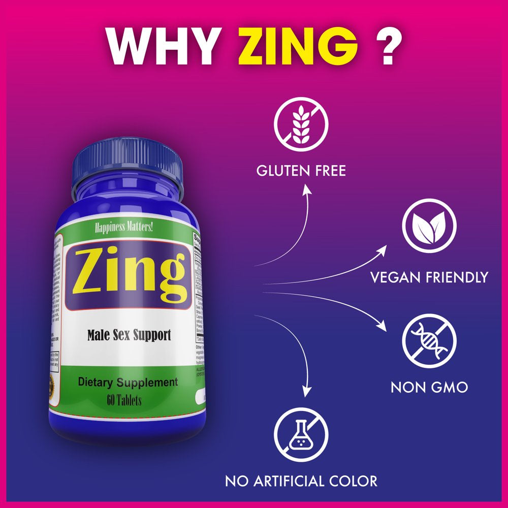 Zing Male Testosterone Supplements, Energy & Stamina Booster (Pack of 2)