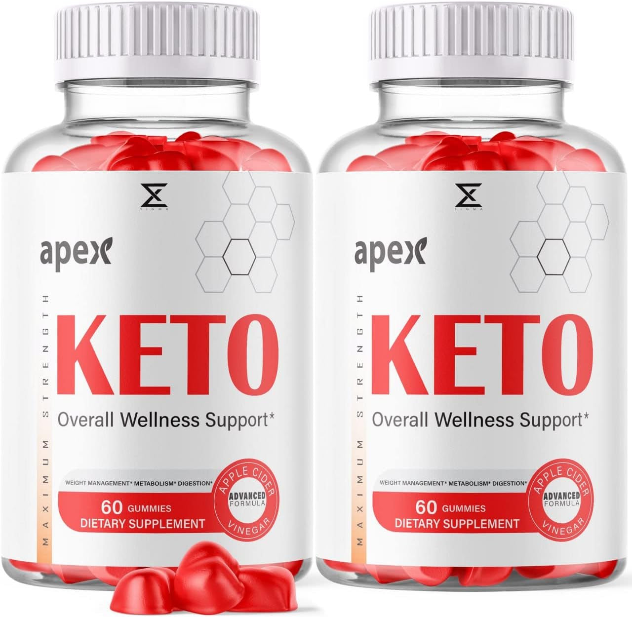 (2 Pack) Apex Keto ACV Gummies - Apex Keto ACV Gummies for Weight Gummy Loss Apex Keto plus Apple Cider Vinegar Advanced Formula Keto plus Wellness Weight Support Pill Supplement Gummies (120 Gummies)