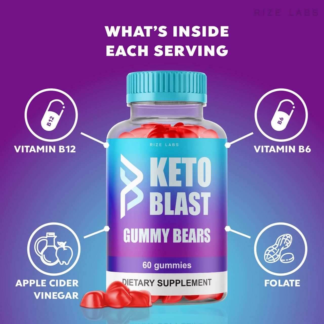 (5 Pack) Keto Blast ACV Gummy Bears Keto Blast ACV Gummies Advanced Formula (300 Gummies)