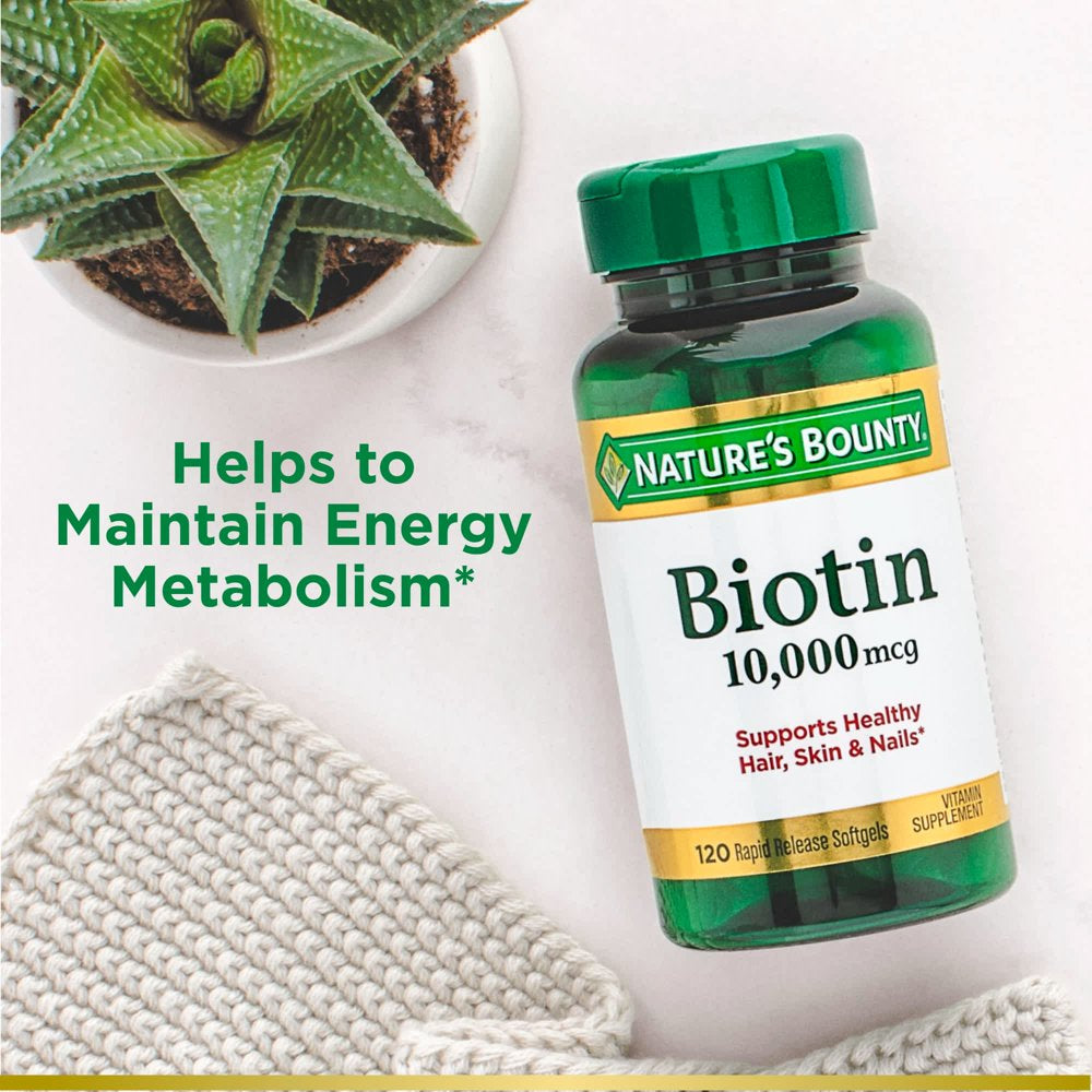 Nature’S Bounty Biotin Supplement, 10000Mcg, 120 Rapid Release Softgels