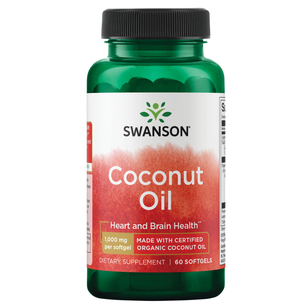 Swanson Coconut Oil Made with Certified Organic Coconut Oil 1,000 Mg 60 Softgels