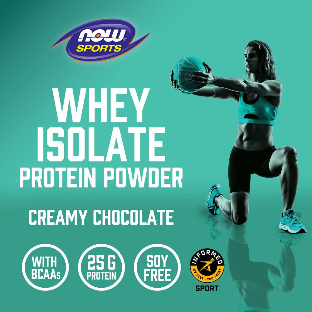 NOW Sports Nutrition, Whey Protein Isolate, 25 G with Bcaas, Creamy Chocolate Powder, 5-Pound