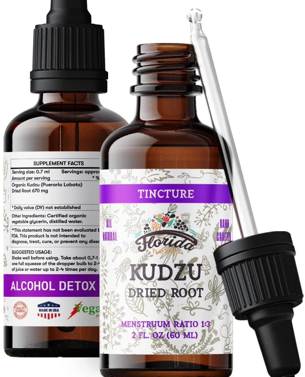 Kudzu Extract – Liver Cleanse Detox - Kudzu Root Organic Supplement- Natural Kudzu Plant for Heart Health - Inflammation Relief Kudzu Root Extract - Non-Alcohol Supplement - Made in USA – 2 Oz