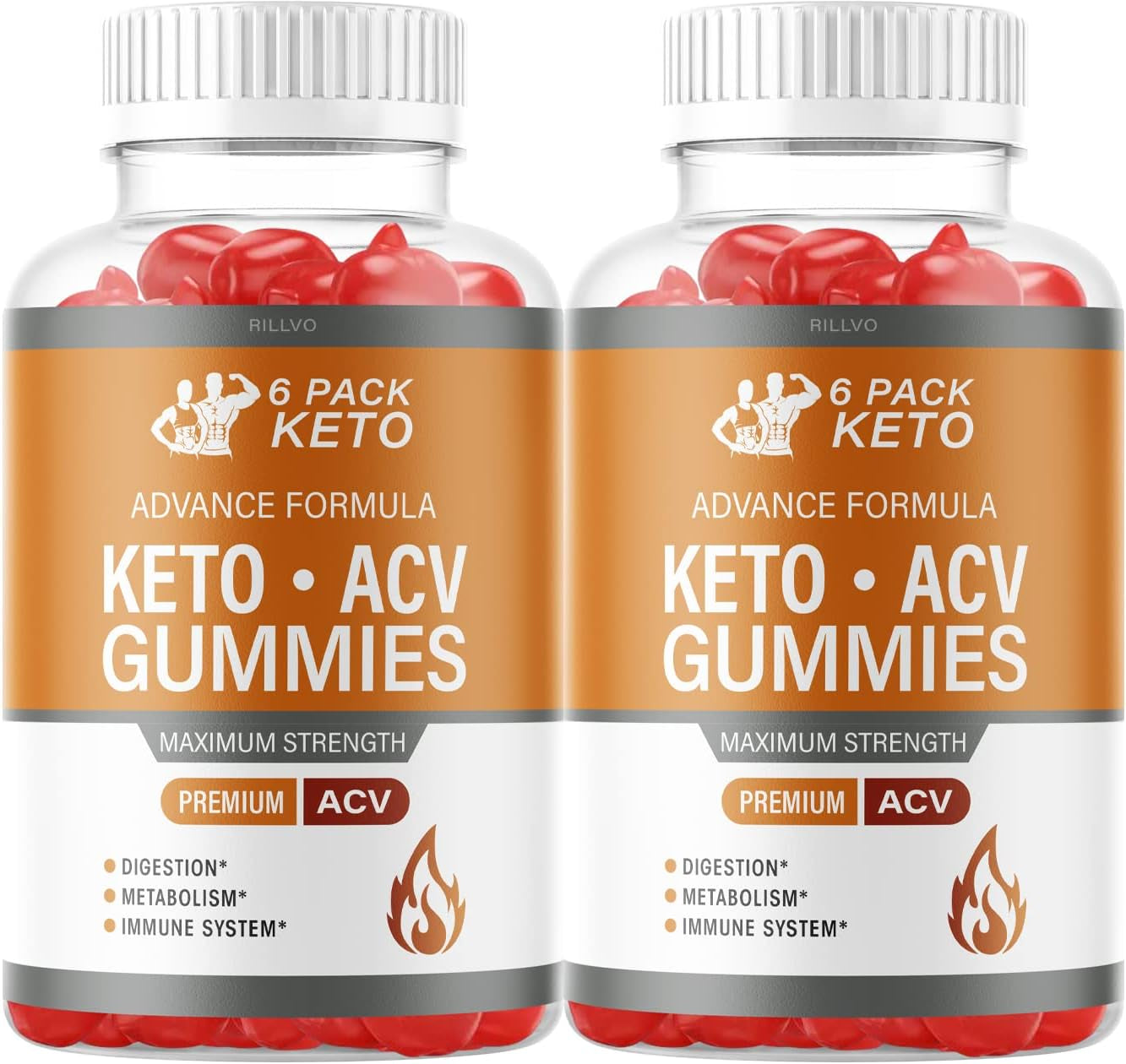 (2 Bottles) 6 Pack Keto ACV Gummies Advanced Formula 6 Pack Keto Gummies (120 Gummies)