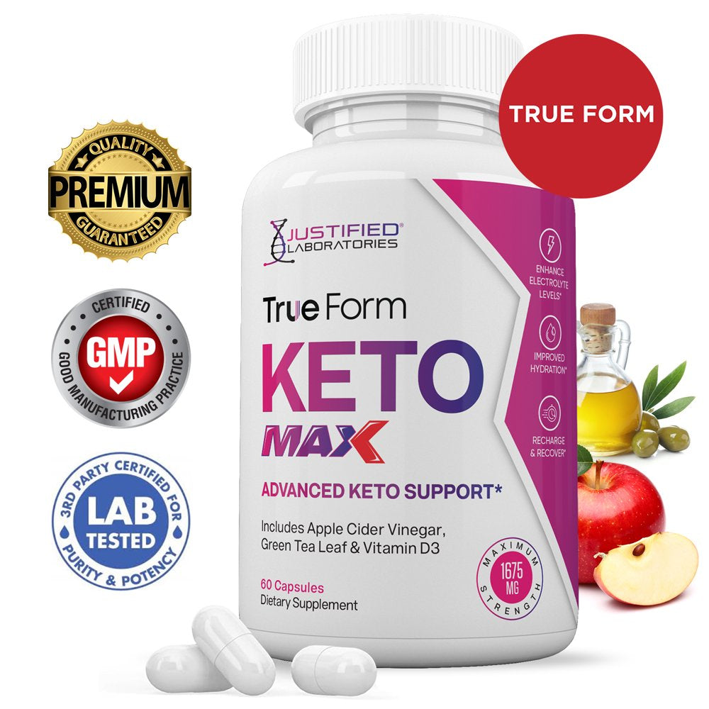 True Form Keto ACV MAX Pills 1675Mg Alternative to Gummies Dietary Supplement 60 Capsules