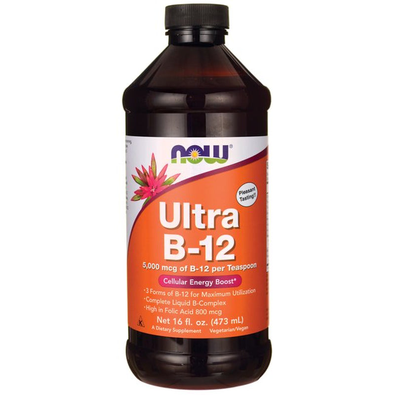 Ultra B-12, 5,000 Mcg, 16 Fl Oz (473 Ml), NOW Foods