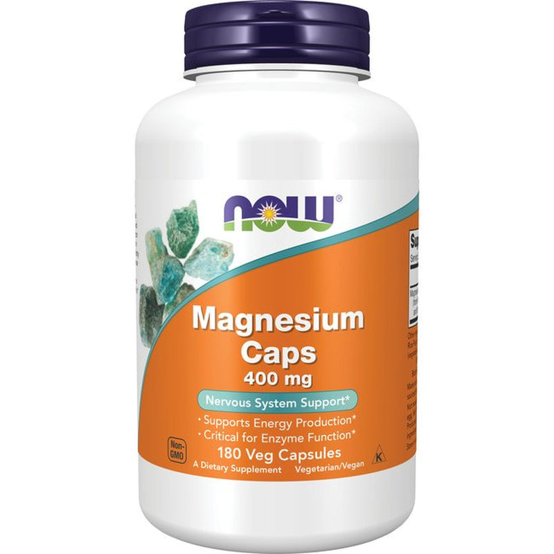 NOW Supplements, Magnesium 400 Mg, Enzyme Function*, Nervous System Support*, 180 Veg Capsules