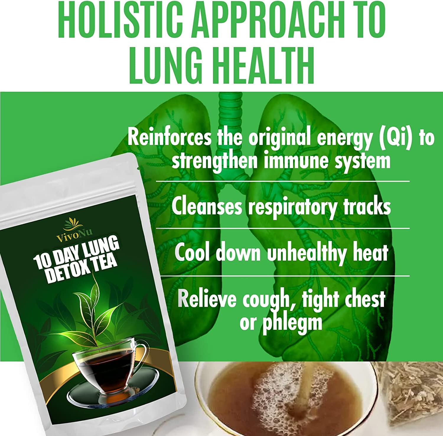 10-Day Organic Natural Herbal Lung Detox Tea for Respiratory Support