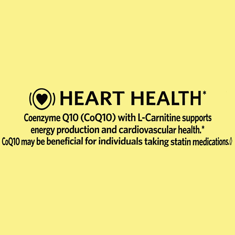 Spring Valley Coq10 plus L-Carnitine Heart Health Dietary Supplement Softgels, 100 Mg, 50 Count