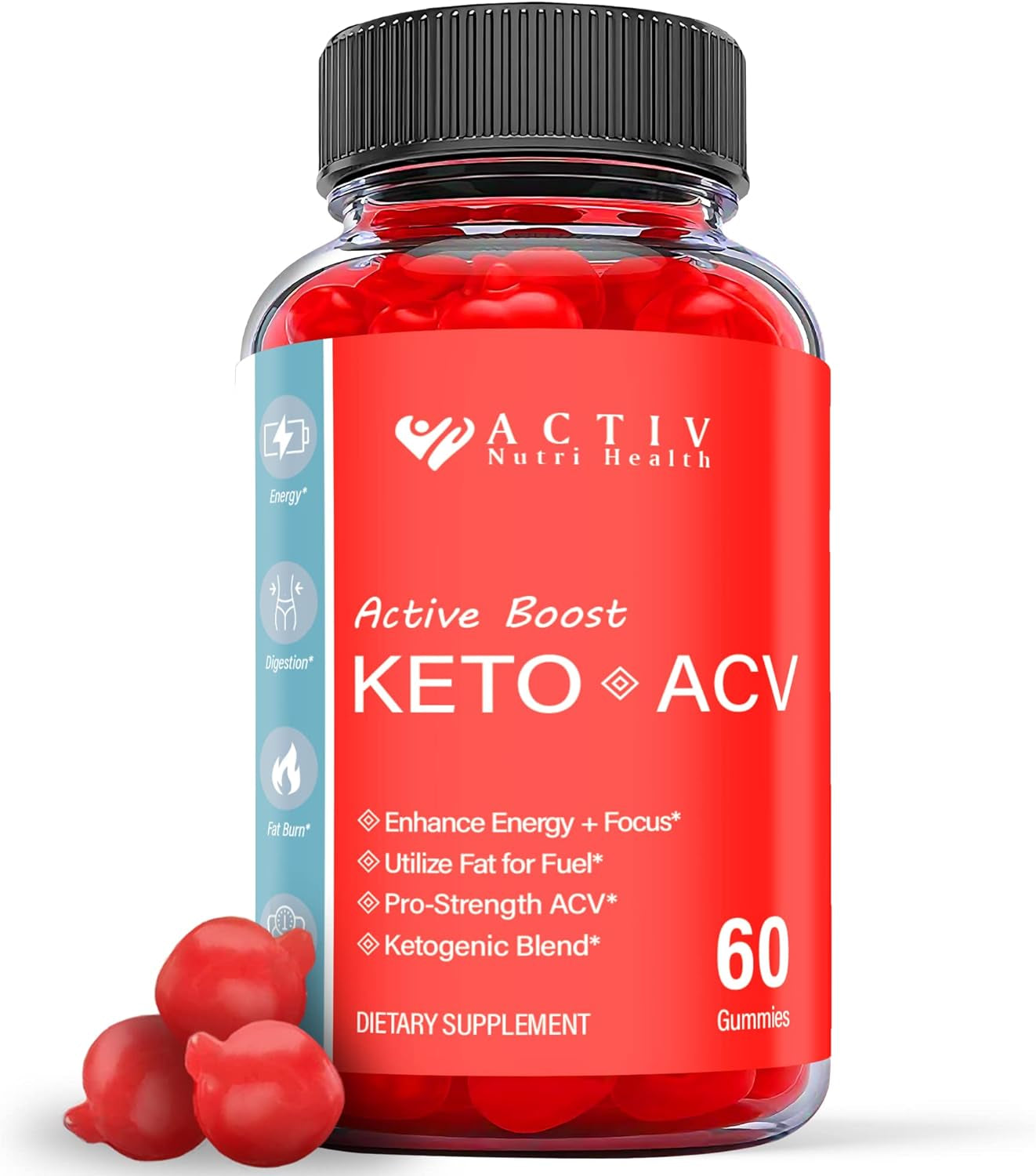 Activ Keto ACV Gummies - Vegan, Non GMO - Active Boost ACV Keto Gummies with Apple Cider Vinegar, Activ Keto Gummies with ACV for Ketosis, Advanced Formula Ketogenic (1 Pack)