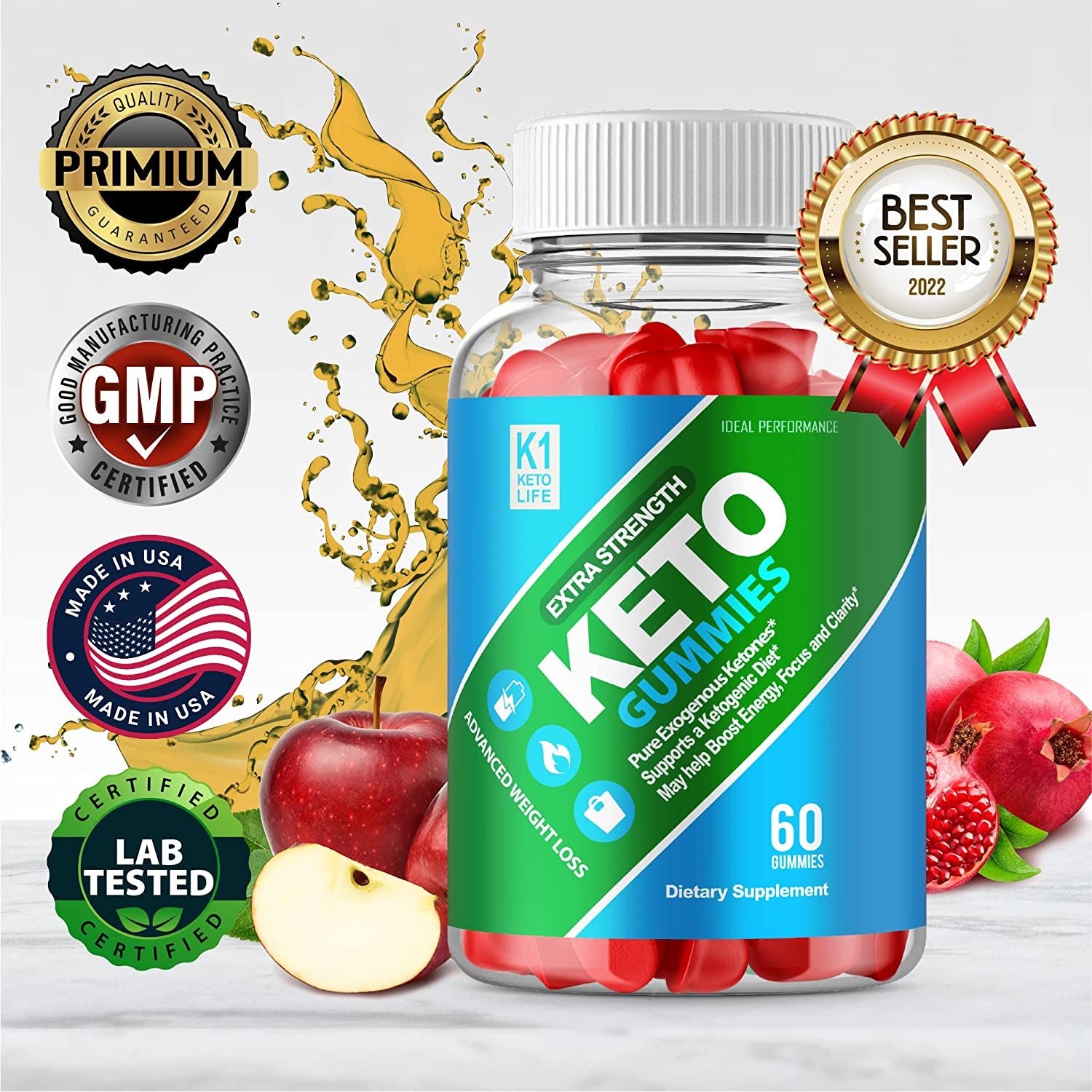 (3 Pack) K1 Ketos Life Gummies K1 Ketos Gummies K1 Ketos ACV Gummies Extra Strength (180 Gummies)