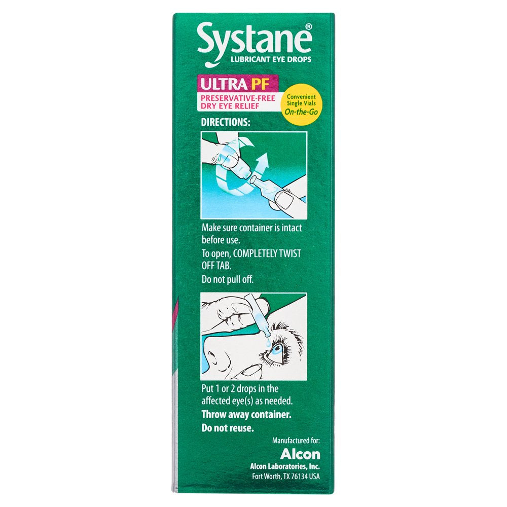 Systane Ultra Lubricant Eye Drops for Dry Eye Symptoms, 25 Preservative-Free Single Use Vials