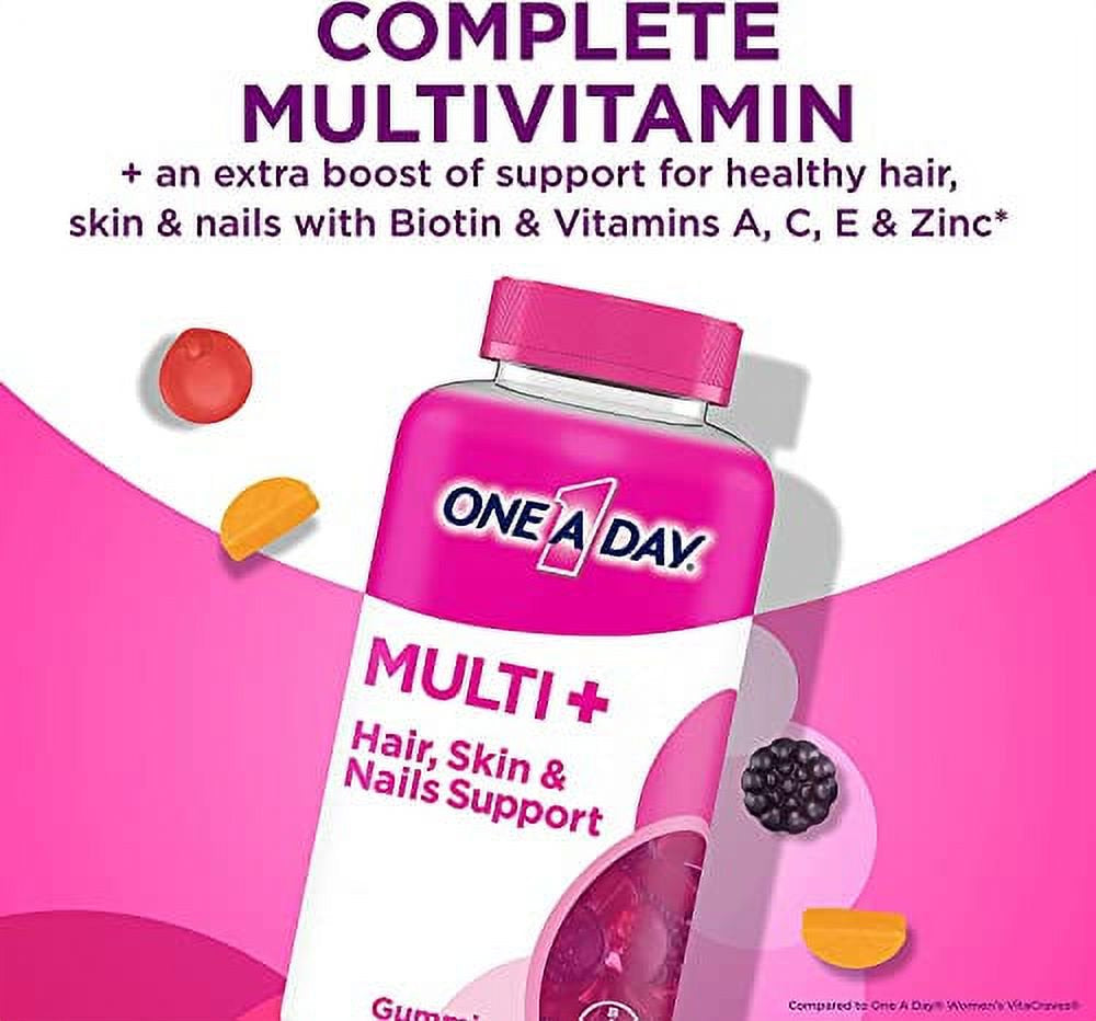One a Day Multi+ Hair, Skin & Nails, Multivitamin + Boost of Support for Healthy Hair, Skin & Nails with Biotin and Vitamins A, C, E & Zinc, 120 Count (2 Month Supply)