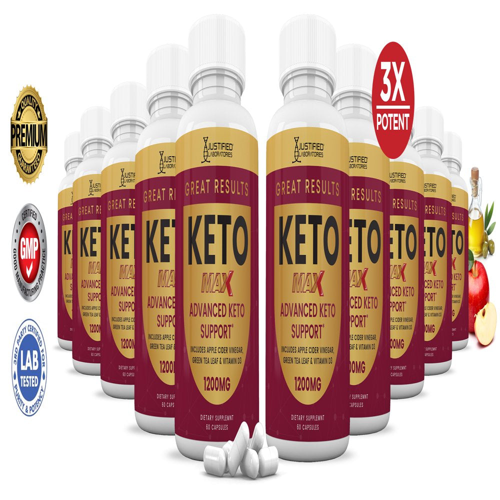 (10 Pack) Justified Laboratories Great Results Keto ACV MAX Pills 1675Mg Dietary Supplement 600 Capsules