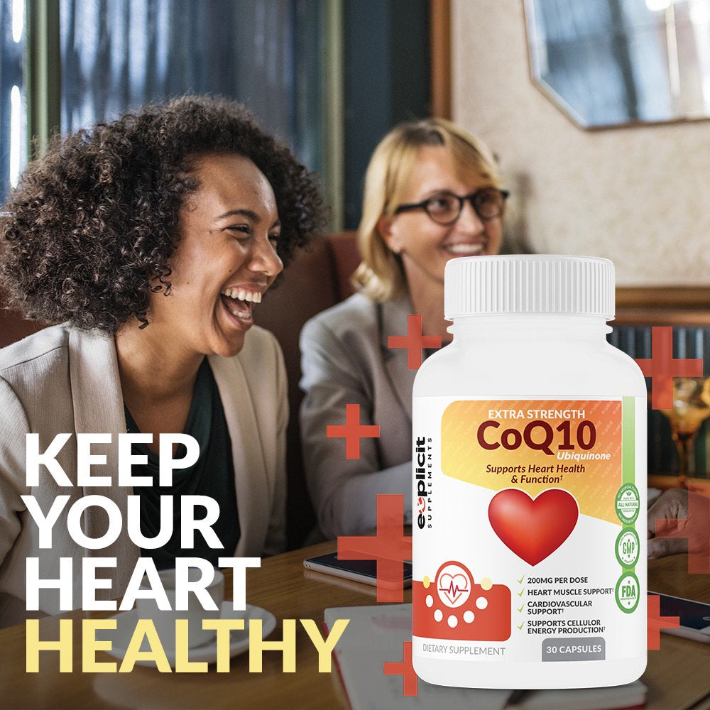 Coenzyme Q10 Ubiquinone | Max Strength Coq10 200Mg, Supports Heart Health & More | Made in USA, 1 Month