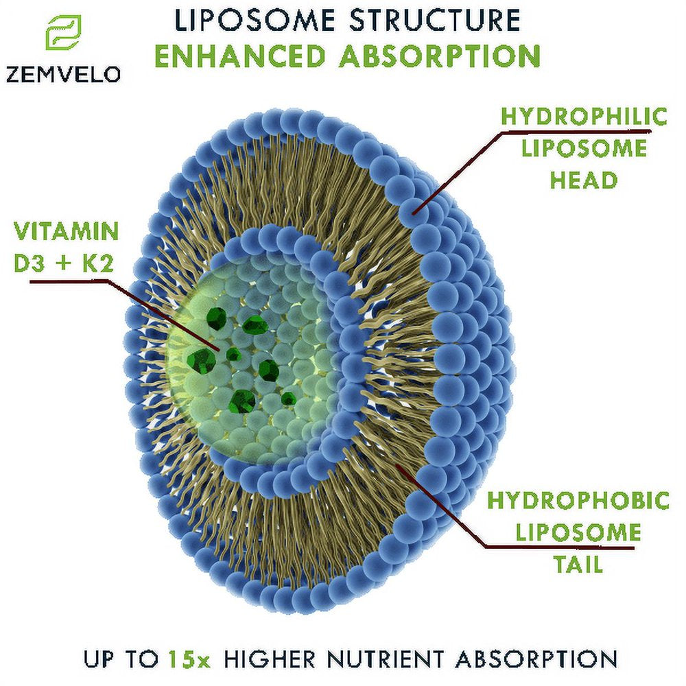 Liposome Vitamin D3 + K2 - Support for Immune System, Bone & Joint, Muscle & Heart Health - 4 Oz, 30 Day Supply