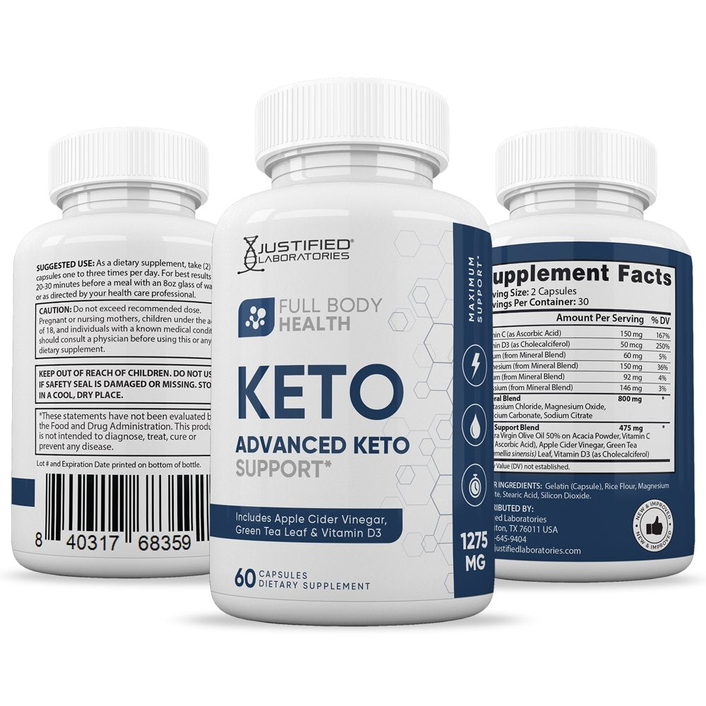 (3 Pack) Full Body Health Keto ACV Pills 1275Mg Alternative to Gummies Dietary Supplement 180 Capsules