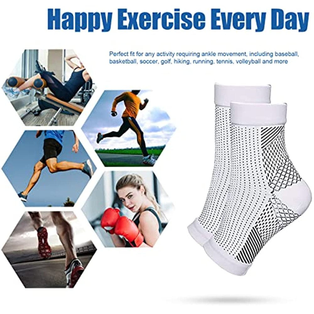 4Pairs Soothe Socks Neuropathy Compression Ankle Arch Support Protection Pain Relief Socks-4Colors L/XL