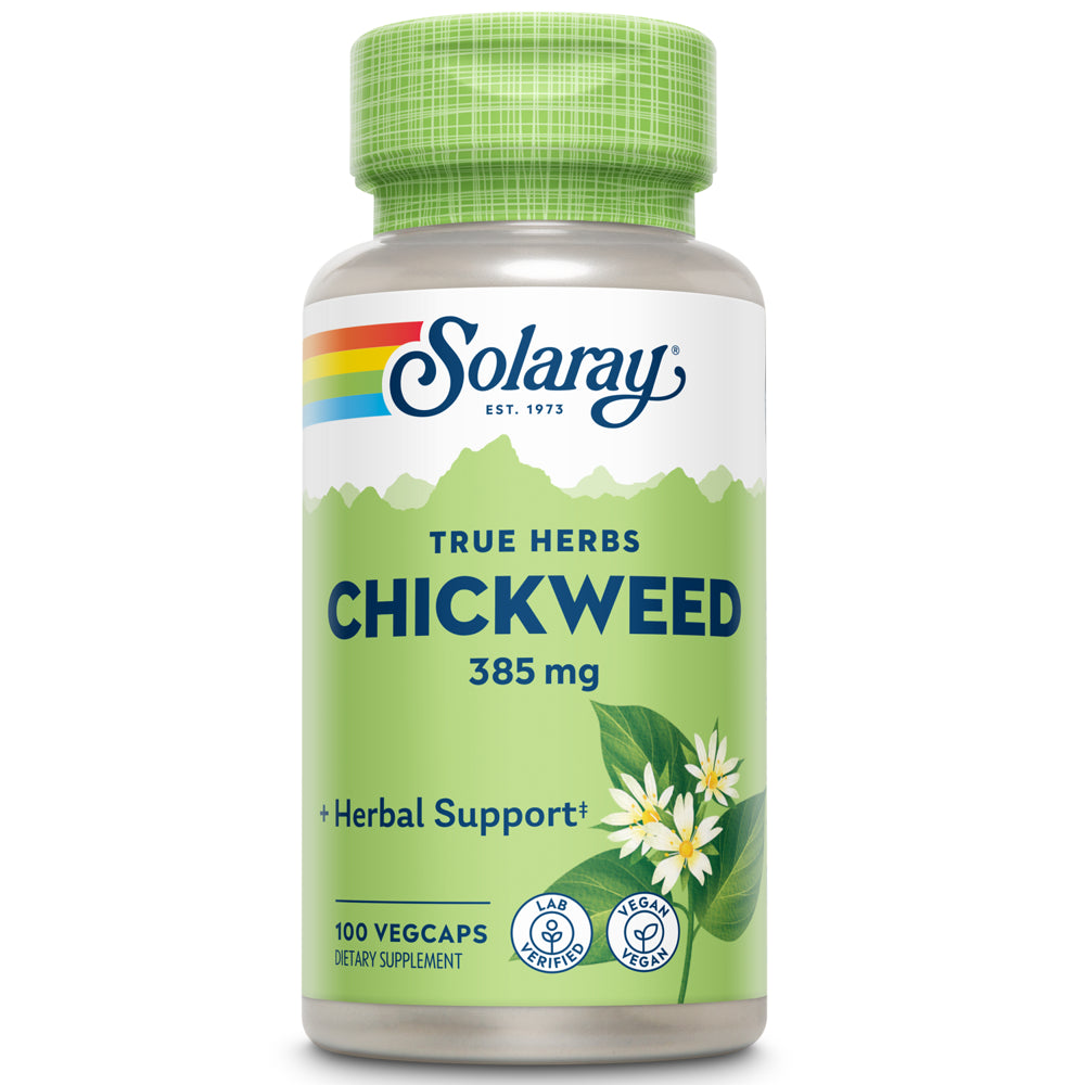 Solaray Chickweed 385 Mg | Herbal Supplement | Healthy Digestion, Skin & Appetite Support | Non-Gmo, Vegan & Lab Verified | 100 Vegcaps
