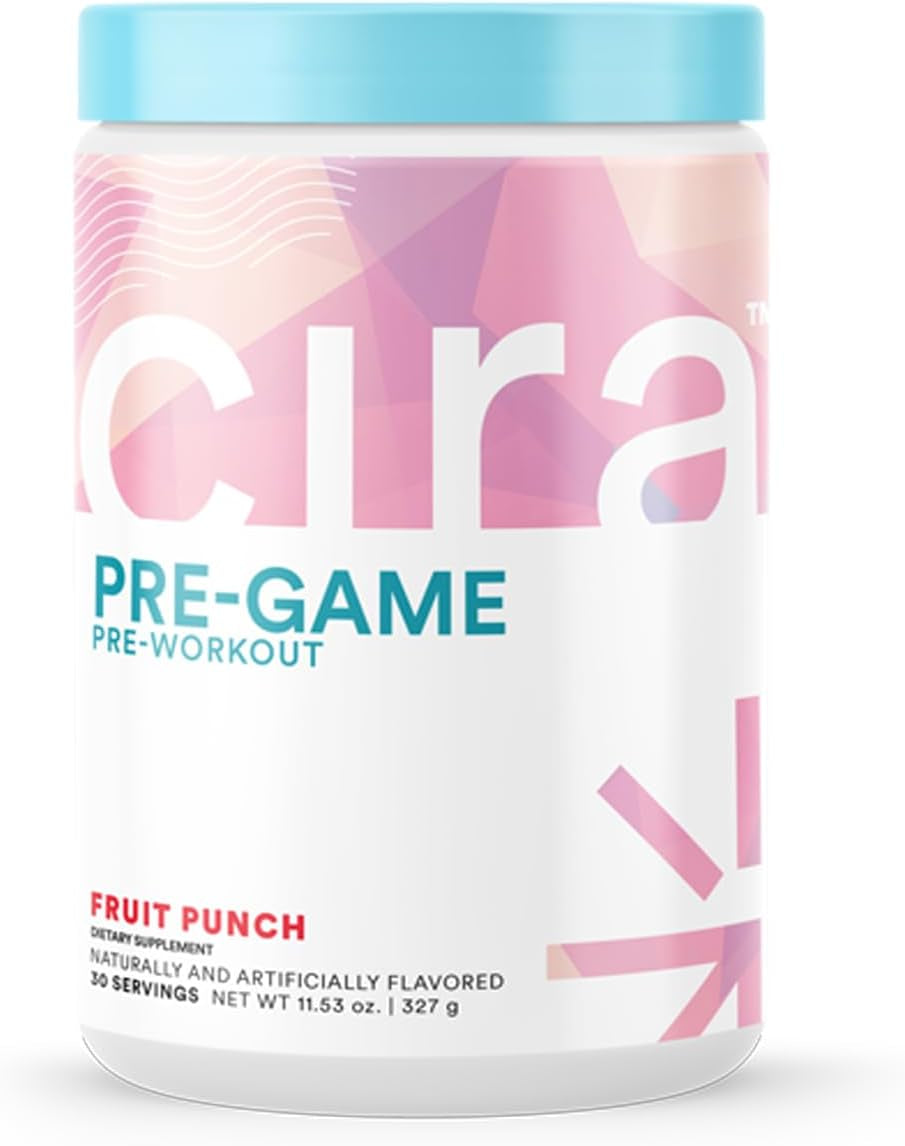 Cira Pre-Game Pre Workout Powder for Women - Preworkout Energy Supplement for Nitric Oxide Boosting, Endurance, Focus, and Strength - 30 Servings, Fruit Punch