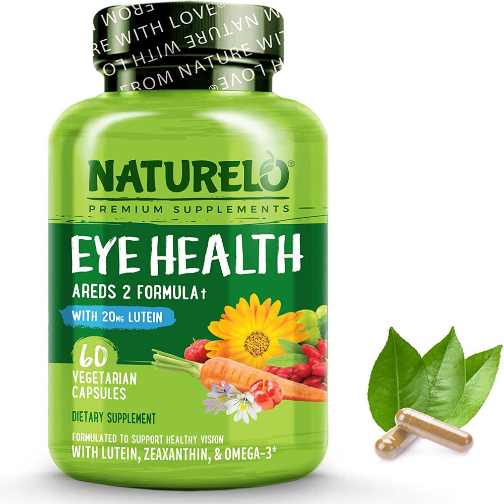 NATURELO Eye Vitamins - AREDS 2 Formula Nutrients with Lutein, Zeaxanthin, Vitamin C, E, Zinc, Pl DHA - Supplement for Dry Eyes, Healthy Vision, Eye Support - 60 Vegan Capsules