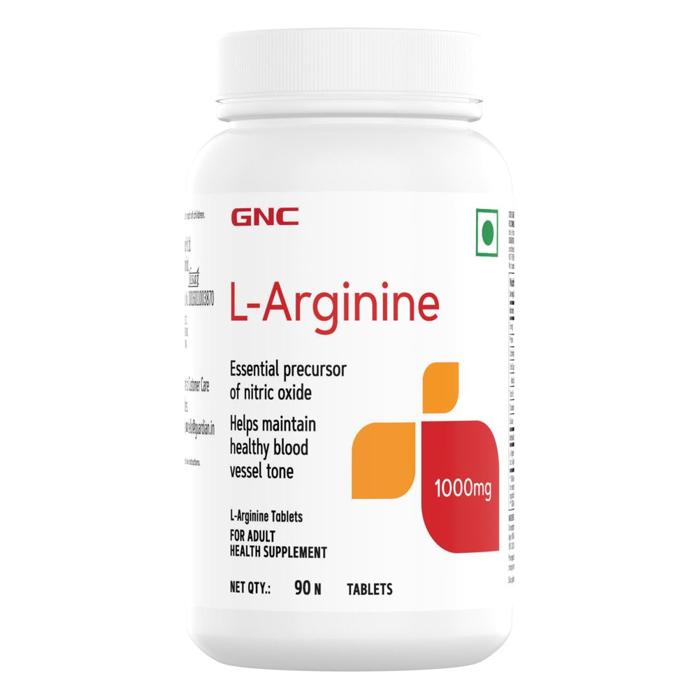 GNC L-Arginine 1000 Mg | 90 Tablets | Fuels Muscle Growth | Boosts Nitric Oxide Production | Improved Oxygen Flow | Supports Heavy Training | Formulated in USA | 1000Mg P