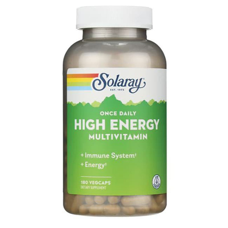 Solaray Once Daily High Energy Multivitamin | Supports Immunity & Energy | Whole Food Base Ingredients | Mens and Womens Multi Vitamin | 180 Vegcaps